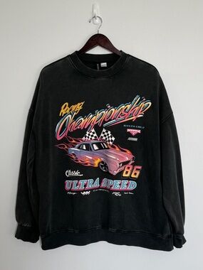 H&M Grey Graphic Racing Sweatshirt